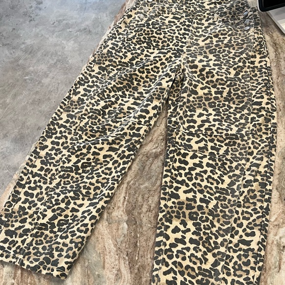 Aaron and Amber Wildside Overalls Jumpsuit Barrel Leg Leopard Print Pants - Picture 12 of 13